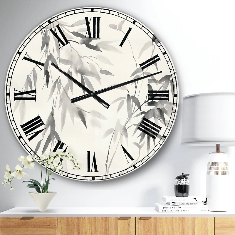 Designart 'Bamboo Leaves Ii Farmhouse Wall Clock