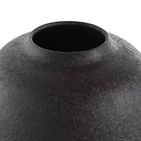 12" Black Textured Rounded Metal Vase