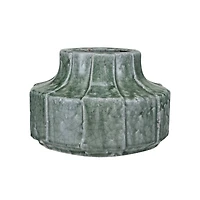 Hello Honey® 9" Green Crackle Glaze Terra Cotta Vase Planter with Embossed Lines