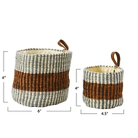 Hello Honey® Rust Striped Woven Jute Basket with Liner Set