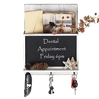 NEX™ 16" Gray White Wall-Mounted Key & Mail Holder with Chalkboard