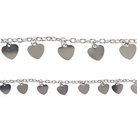 9.8mm Rhodium Metal Heart Beads by Bead Landing™