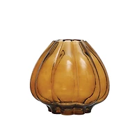 Hello Honey® 9.75" Brown Round Fluted Glass Vase