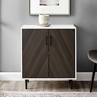 Walker Edison Ash Brown Bookmatch/White Accent Cabinet