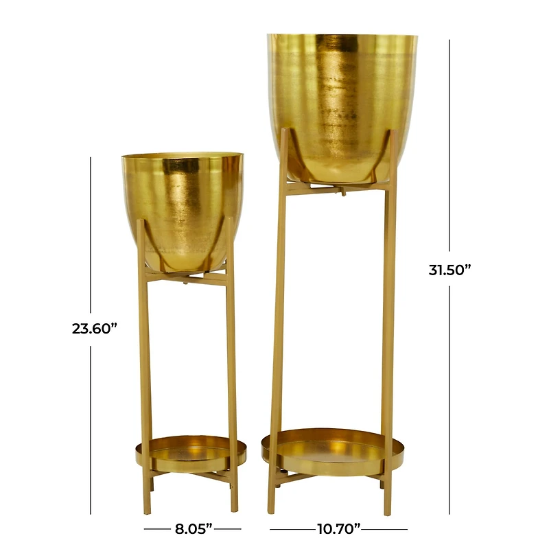CosmoLiving by Cosmopolitan Gold Metal Planter with Removable Stand Set