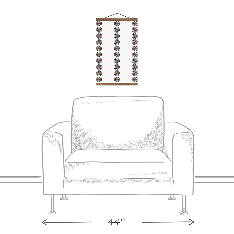 Tile Rows 12" x 18" Teak Hanging Canvas