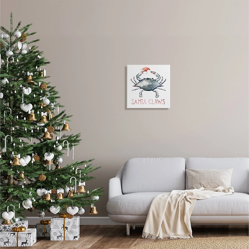 Stupell Industries Santa Claws Holiday Crab Canvas Wall Art