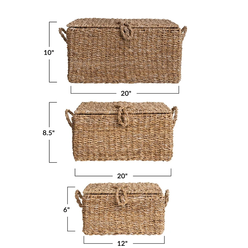 Hello Honey® Natural Woven Seagrass Storage Trunk Set