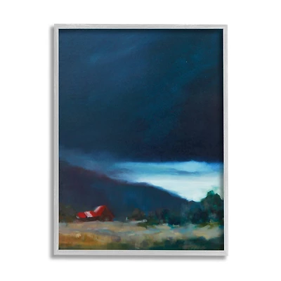 Stupell Industries Storm Clouds over Countryside Cottage Landscape in Gray Frame Wall Art