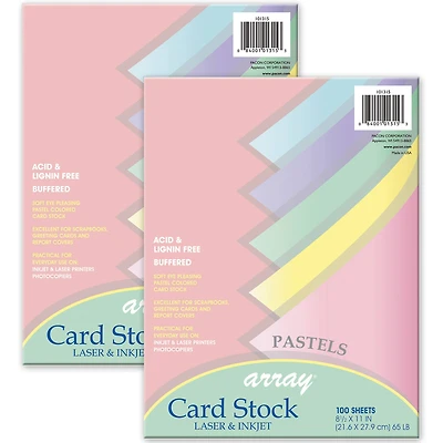 Pacon® 8.5" x 11" Multicolor Pastel Card Stock, 2 Pack of 100