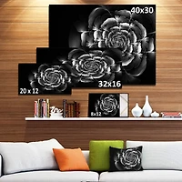 Designart - Fractal Silver Rose in Dark