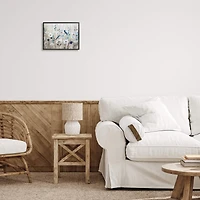 Stupell Industries Birds Floral Meadow Blue White Blossoms Framed Giclee Art