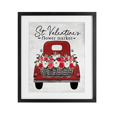 Stupell Industries St. Valentine's Flower Market Truck Framed Print Under Glass Wall Art