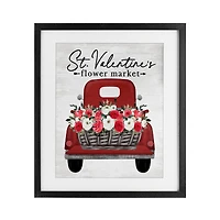 Stupell Industries St. Valentine's Flower Market Truck Framed Print Under Glass Wall Art