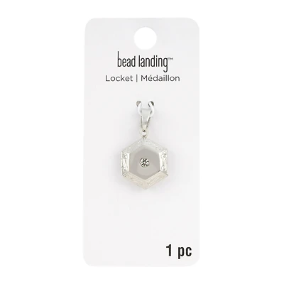 Rhodium Etched Hexagon Locket by Bead Landing™