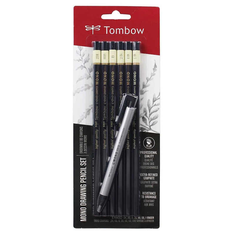 Tombow Mono Drawing 6 Pencil Set With Eraser