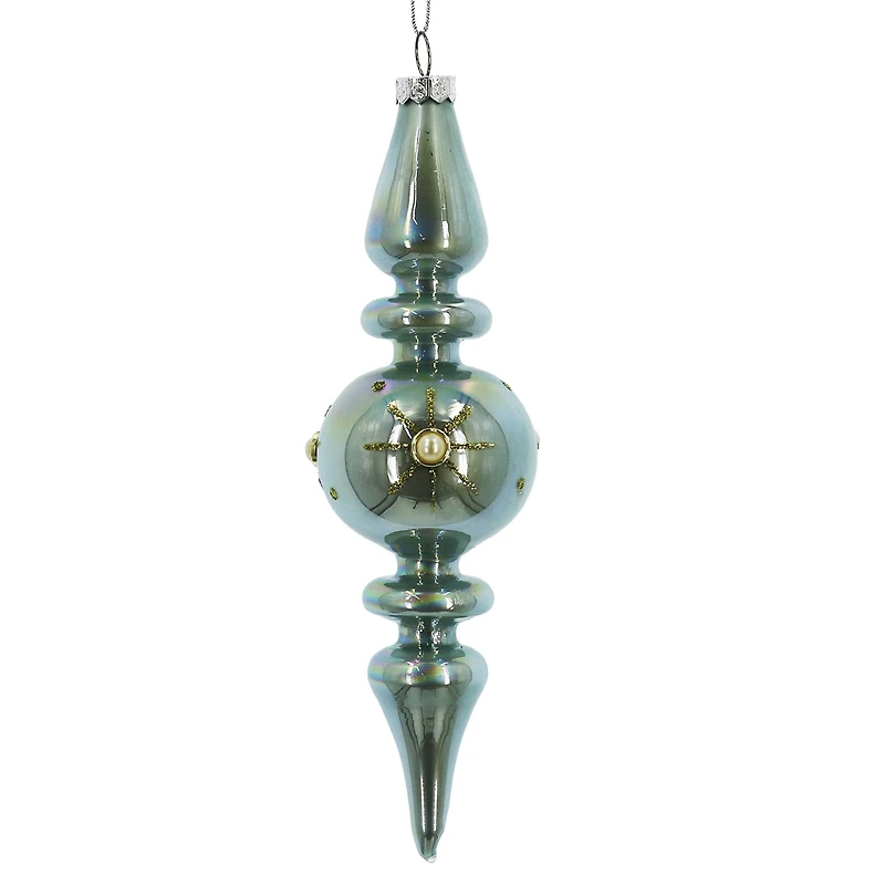 6.5" Iridescent Light Blue Glass Finial Ornament by Ashland®