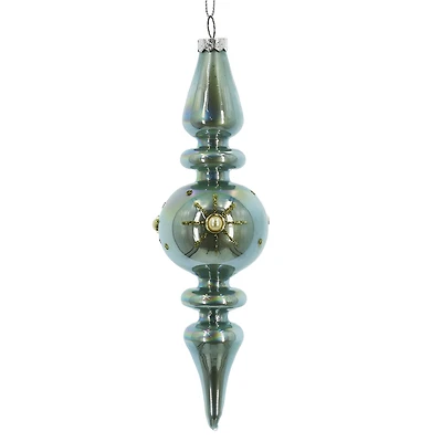 6.5" Iridescent Light Blue Glass Finial Ornament by Ashland®