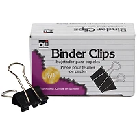 Charles Leonard 1" Black Binder Clips, 10 Packs of 12