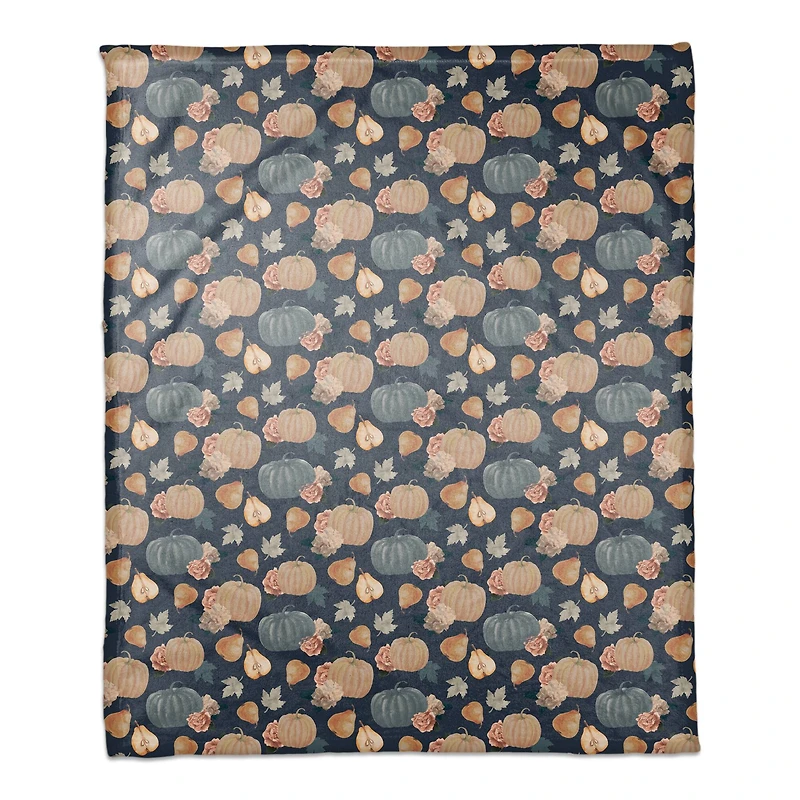 Sweet Harvest Pattern Blue Coral Fleece Blanket