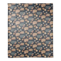 Sweet Harvest Pattern Blue Coral Fleece Blanket