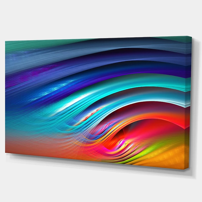 Designart - Beautiful Fractal Rainbow Waves - Large Floral Canvas Art Print