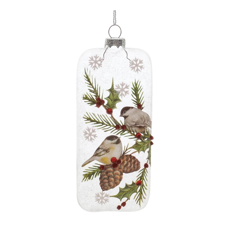 6" Glittered Glass Cardinal & Chickadee Ornaments Set