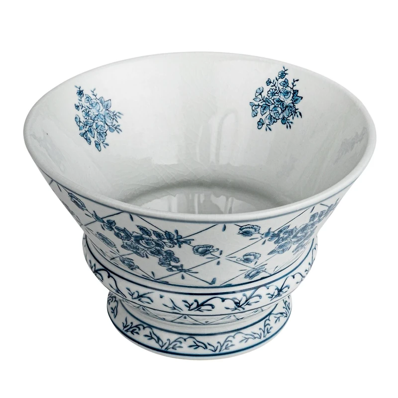 Hello Honey® 10" Blue & White Round Blossom Porcelain Bowl