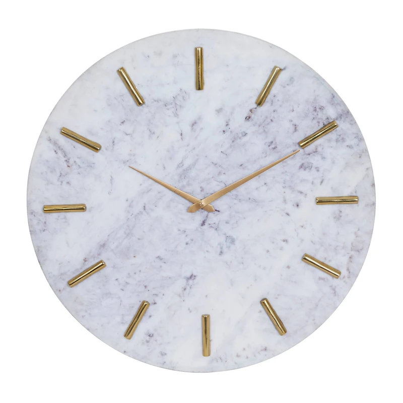 CosmoLiving by Cosmopolitan 20" White Marble Contemporary Wall Clock