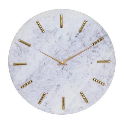 CosmoLiving by Cosmopolitan 20" White Marble Contemporary Wall Clock