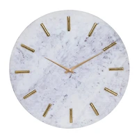 CosmoLiving by Cosmopolitan 20" White Marble Contemporary Wall Clock