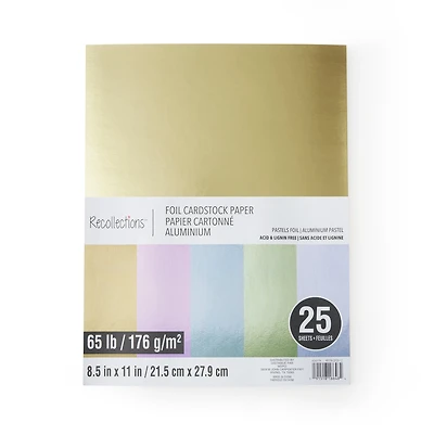 12 Packs: 25 ct. (300 total) Pastel Foil 8.5" x 11" Cardstock Paper by Recollections™