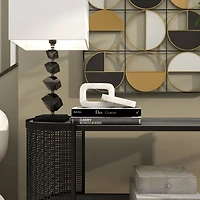 White Marble Geometric 2 Link Chain Sculpture Décor