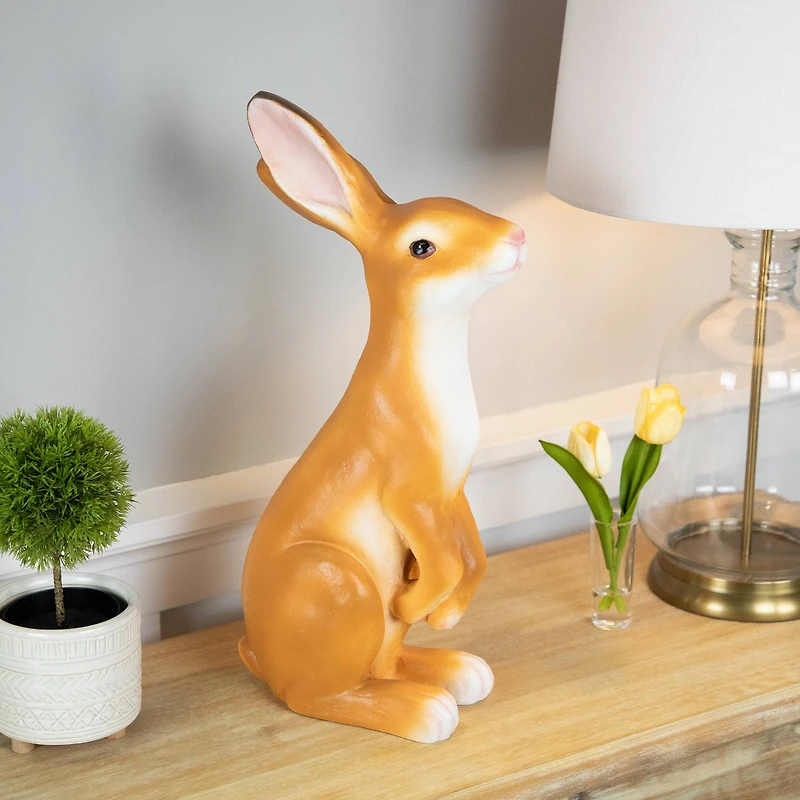 19" Standing Curious Bunny Outdoor Garden Statue