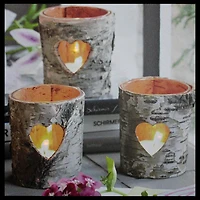 12" LED Lighted Birch Wood Candles Canvas Wall Art 