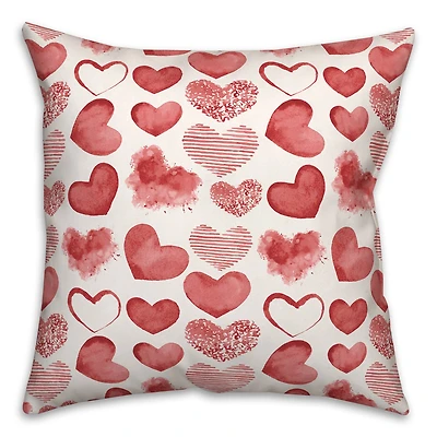 Watercolor Heart Valentine's Day Throw Pillow