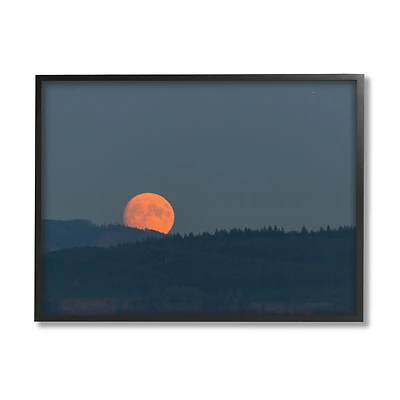 Stupell Industries Orange Moon over Dark Mountain Tree Forest in Frame Wall Art