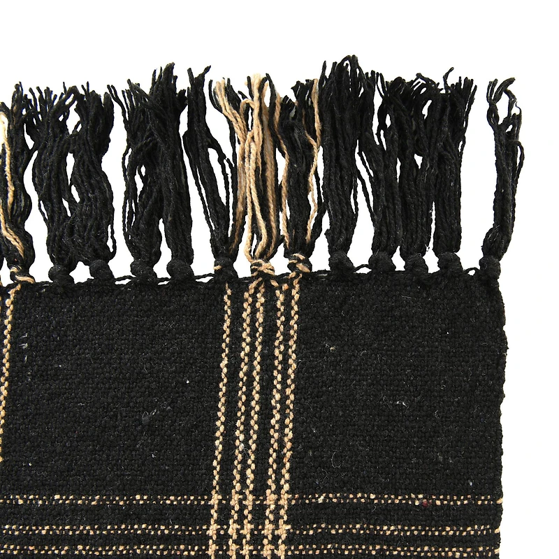 Hello Honey® Plaid Black & Tan Fringed Throw