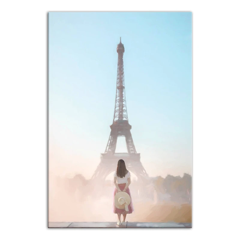 Hazy Dawn Eiffel Tower Canvas Wall Art