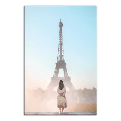 Hazy Dawn Eiffel Tower Canvas Wall Art