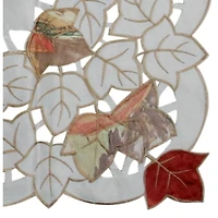 Autumn Elegance Embroidered Leaf Table Topper