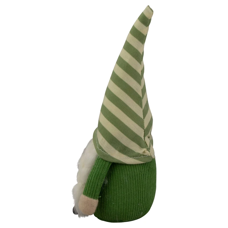 9.25" Green Striped Hat Girl Springtime Gnome