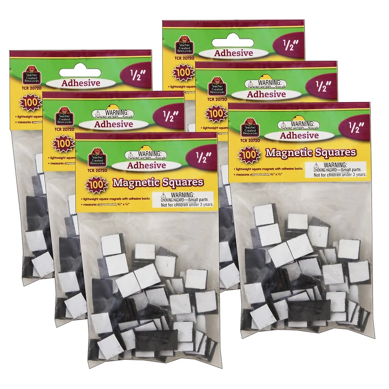 Teacher Created Resources Adhesive Magnetic Squares, 6 Packs of 100