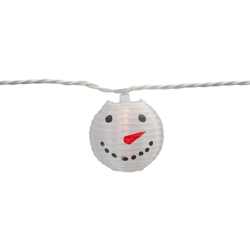 10ct. White Snowman Paper Lantern Christmas Light Set