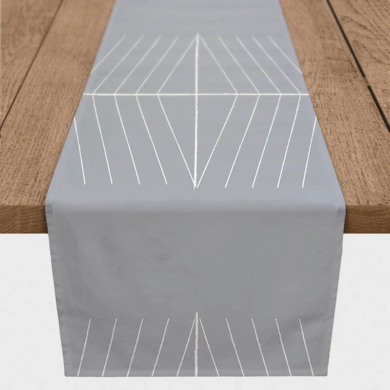 Dusty Blue Lines 16" x 72" Cotton Twill Runner