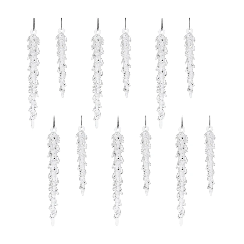 Dripping Glass Icicle Drop Ornaments Set