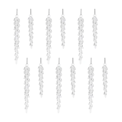 Dripping Glass Icicle Drop Ornaments Set