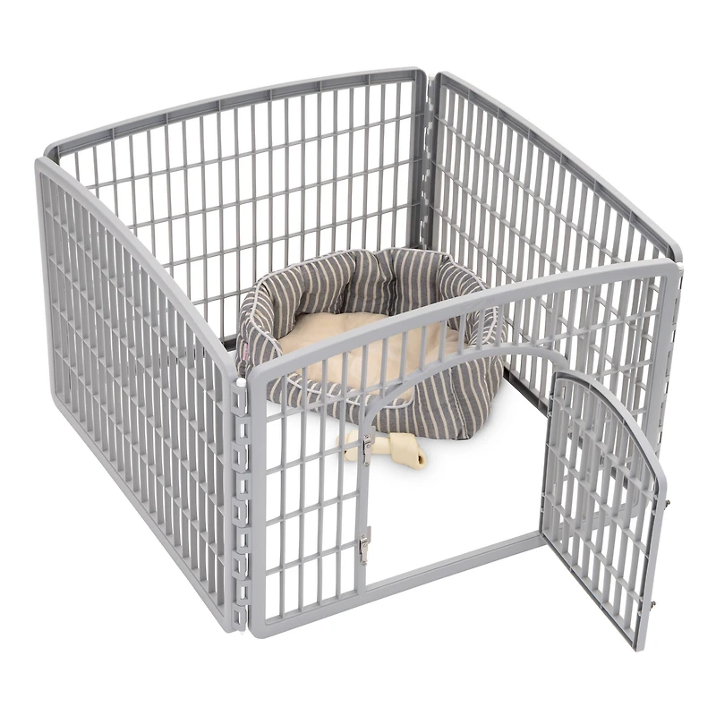 IRIS® Gray 4-Panel Pet Playpen with Door