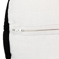 18" Black & White Woven Stripes Outdoor Pouf Ottoman