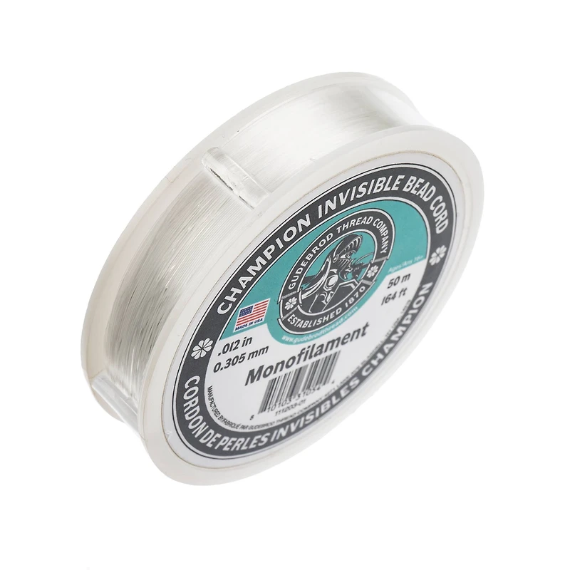 Gudebrod 0.012" x 164ft. Monofilament Champion Invisible Bead Cord